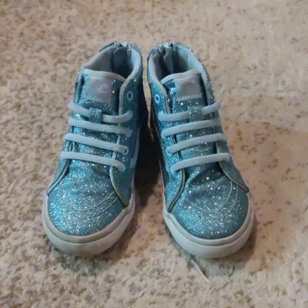 Little girls high top glitter Vans